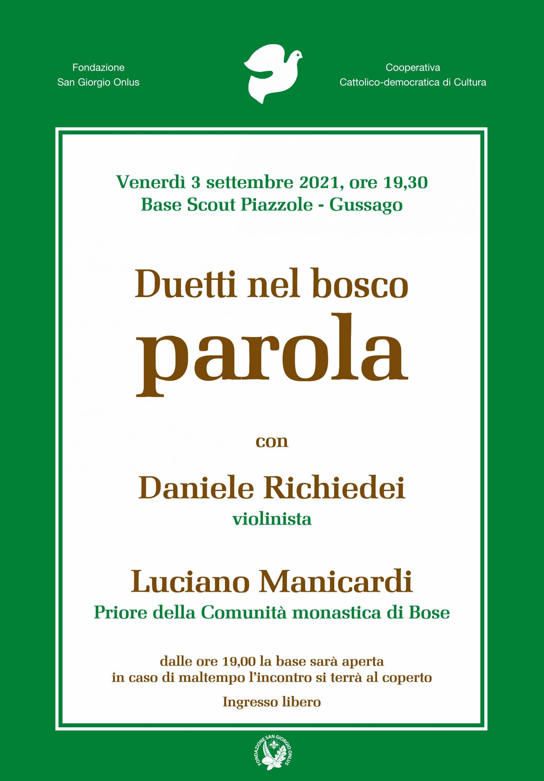 Duetti nel Bosco a Piazzole – venerdì 3 settembre 2021